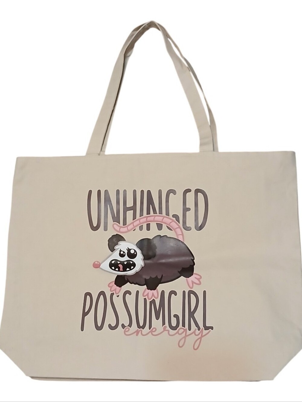 Unhinged Possum Girl Energy large tote